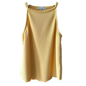 Cameo Rose Mustard Yellow Sleeveless Tank Top - Medium